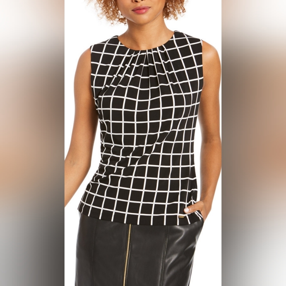 Black and white checker blouse